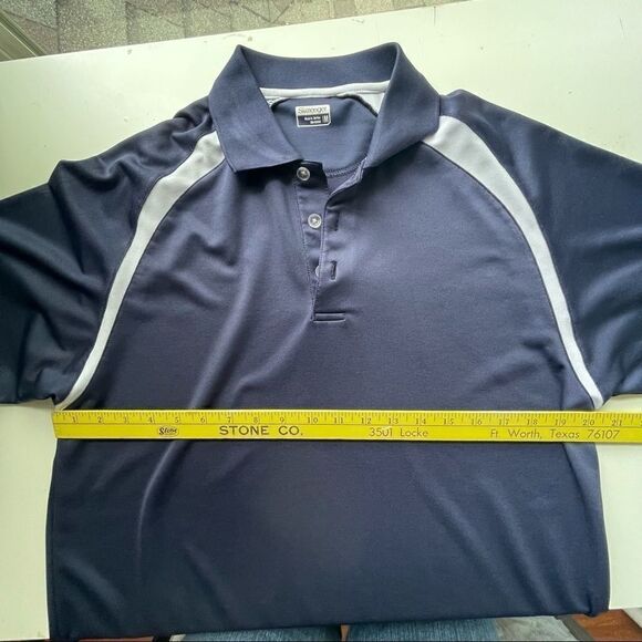 Slazenger Navy and White Performance Golf Shirt - Picture 8 of 9